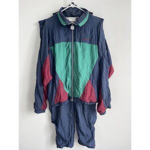 VTG Givenchy Activewear Men's Tracksuit‎ Teal Burgundy Color Block Size XL